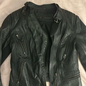 Cropped Black Leather Jacket with Zippers | Zara